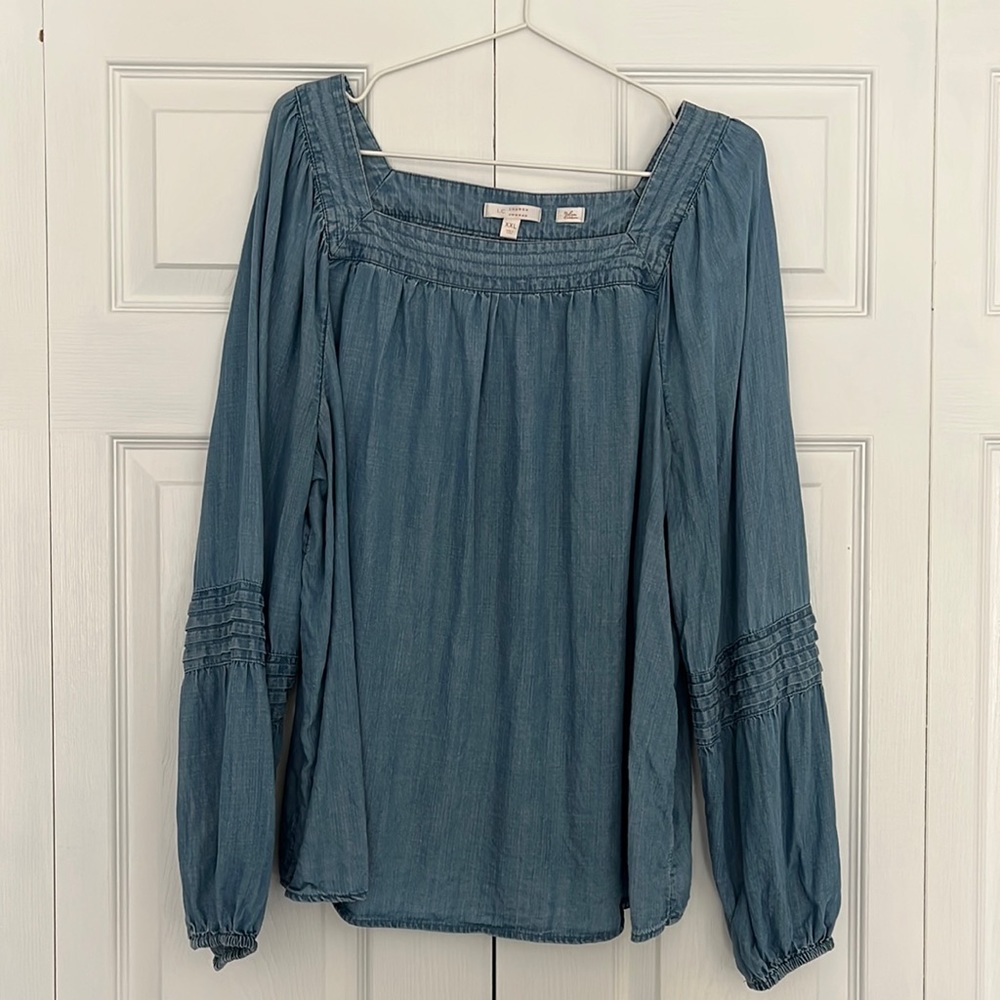 Lauren Conrad Blue Washed Blouse